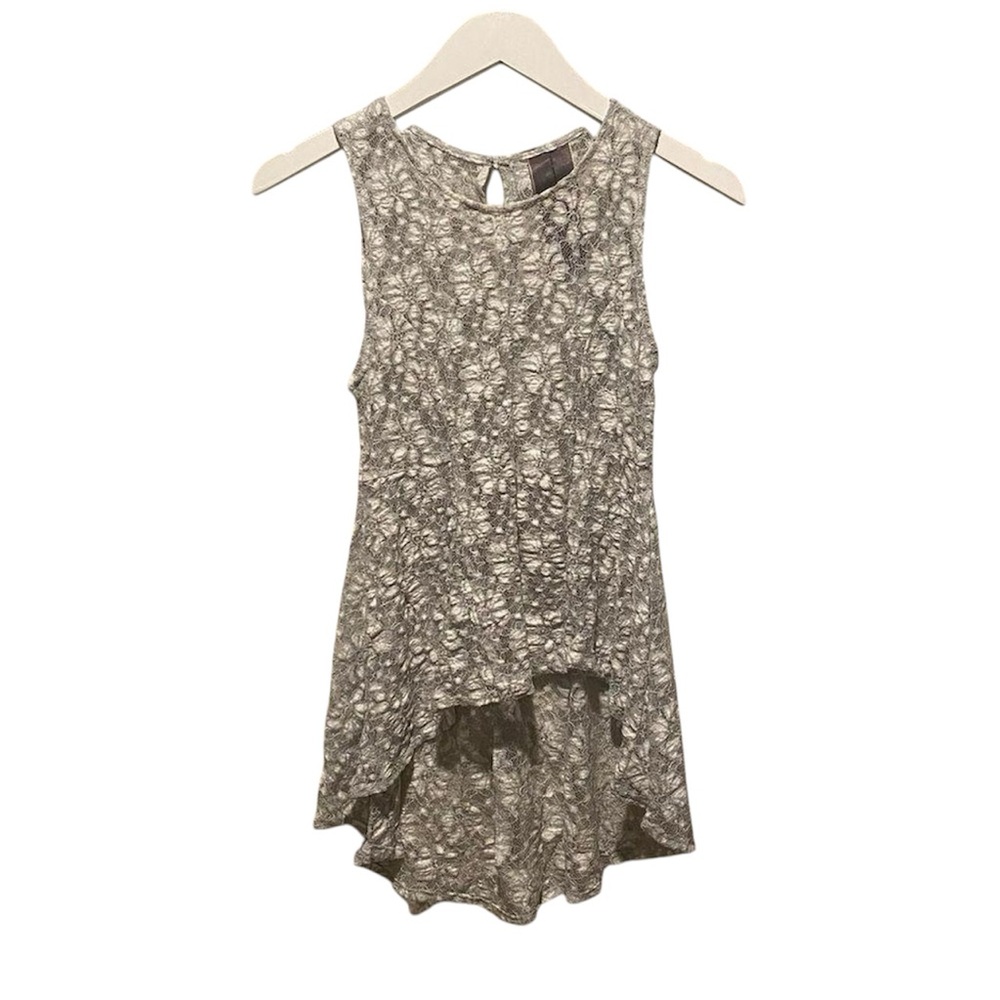 Lace top Floral Size small Gray white Peplum High low flirty